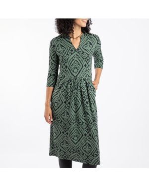 Weird Fish Isolde Printed Jersey Midi Dress - Green