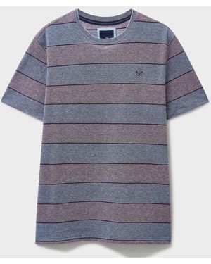 Crew Multi Stripe Oxford Cotton T-Shirt - Blue