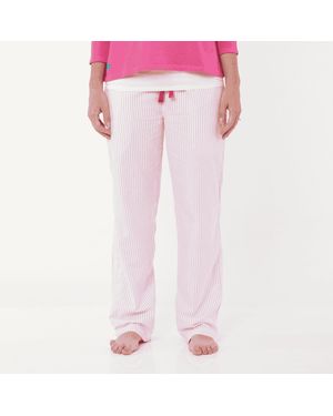 Lounge Loungewear Bottoms Organic Brushed Cotton And Stripes - Pink