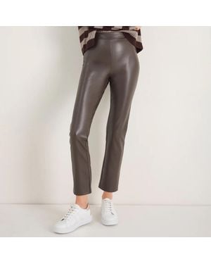 Wyse Lyra Slim Leg Faux Leather Trousers - Grey