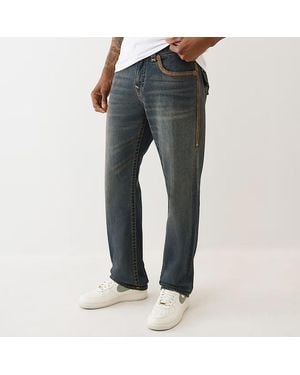 TRUE RELIGION Dark Wash Super Flatlock Ricky Flap Stretch Stretch Jeans - Grey