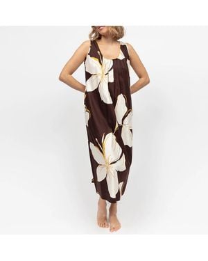 Cyberjammies Claudia Floral Print Long Nightdress - Brown