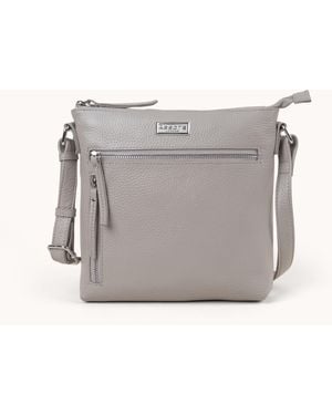 Assots London Rue' Soft Pebble Grain Leather Crossbody Bag - Grey