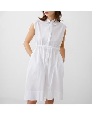 French Connection Cotton Sleeveless Shirt Mini Dress - White