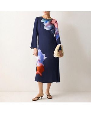 Jigsaw Dreamy Floral Midi Dress - Blue
