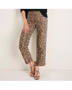 Wyse Jacquard Leopard Marianne Trousers - Brown
