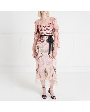 Temperley London Amaya Flamenco Midi Dress - Pink