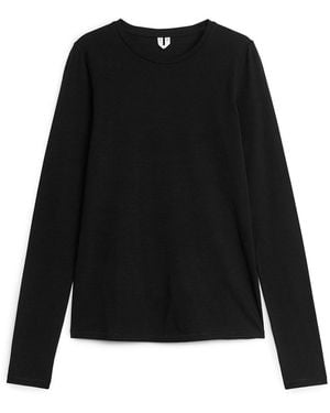 ARKET Long Sleeve Ribbed Stretch Top - Black