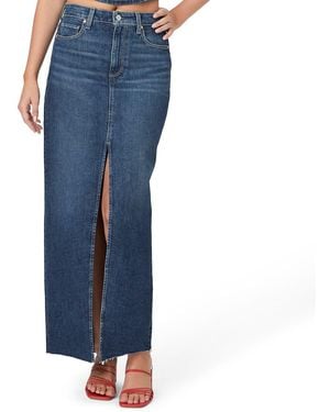 PAIGE Dark Angela Cotton Blend Maxi Skirt - Blue