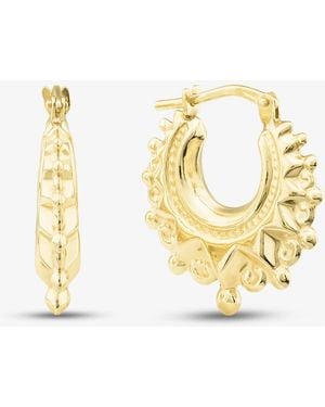 T.H.Baker Plated Fancy Patterned Creole Hoop Earrings S3004 - Metallic