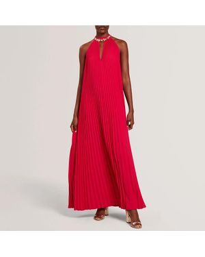 Ted Baker Fuchsia Akala Crepe Pleated Maxi Dress - Red