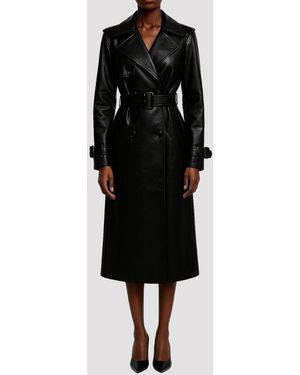 Elle Sophia Pu Long Trench Coat - Black