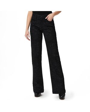 PAIGE Floral Leenah Flare Jean - Black