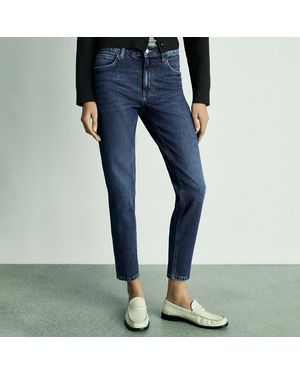 Mango Mid Mom Comfort High Rise Jeans - Blue