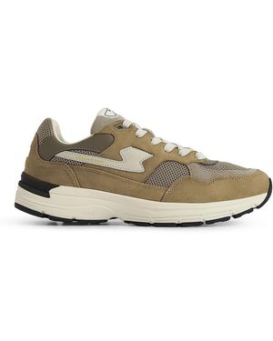 Stepney Workers Club Amiel S-Strike Suede Mix Trainer - Green