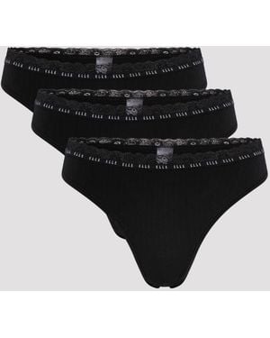 Elle Multi Pack (3) Synthetic Rib Thongs - Black