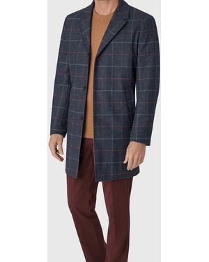Brook Taverner Haincliffe Overcheck Tweed Wool Overcoat - Blue