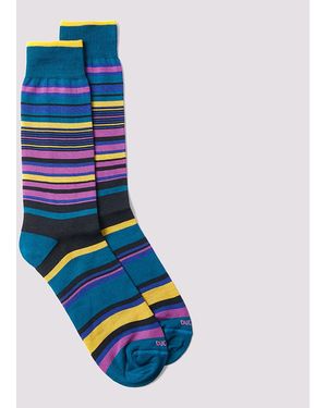 Duchamp Striped Cotton Blend Socks - Blue