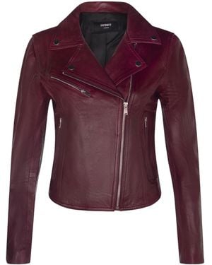 Infinity Leather Burgundy Classic Leather Brando Biker Jacket-Loughton - Purple