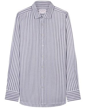 Thomas Pink Stripe Classic Fit Woven Cotton Shirt - Blue