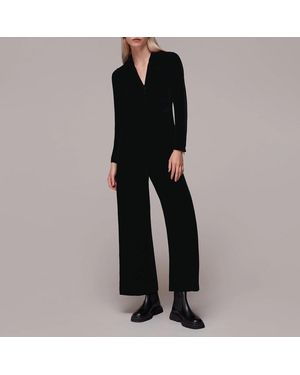 Whistles Velvet Zip Front Jumpsuit - Black