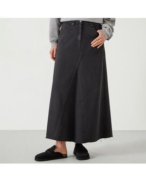 Hush Washed Eva Denim Maxi Skirt - Black