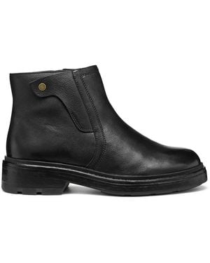 Geox Leather Swelen Biker Ankle Boots - Black