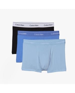 Calvin Klein Coloured Icon Cotton Stretch 3 Pack Trunks - Blue