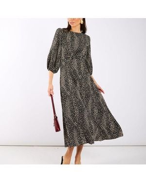 Needs No Label Spotty 3/4 Sleeve Midi Dress - Black