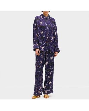 Sleeper Pastelle Oversized Shirt-Mystic Print - Blue
