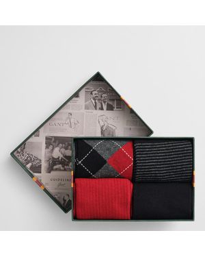 GANT Argyle And Stripe Socks 4 Pack - Red