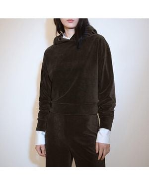 Mango Corduroy Hooded Sweatshirt - Black