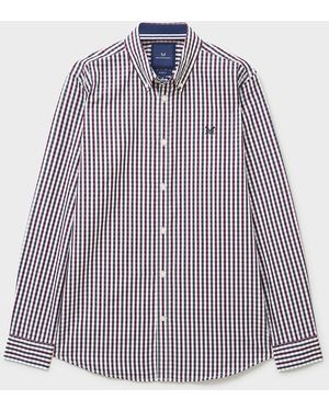 Crew Micro Gingham Cotton Shirt - Blue