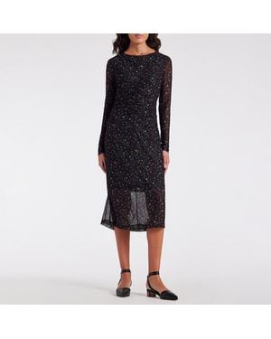 Paul Smith Floral Sheer Midi Dress - Black