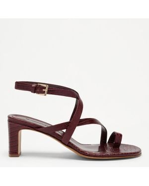 Russell & Bromley Bordeaux Lizard Ashley Toe Post Heeled Sandals - Brown