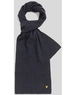 Lyle & Scott Lambswool Blend Ribbed Scarf - Blue