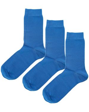 Jemsox 3 Pack Luxury Pure Colour Electric Cobalt Socks - Blue