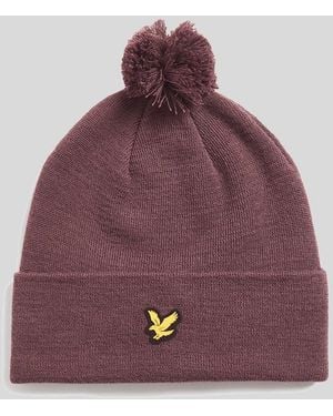 Lyle & Scott Golf Merino Wool Blend Beanie - Purple