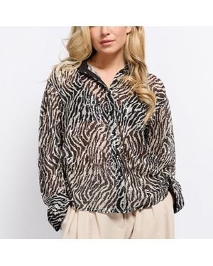 Little Mistress Animal Sequin Print Shirt - Grey