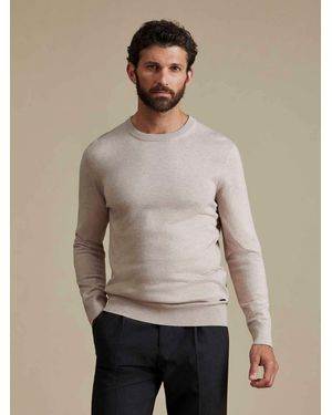 Duchamp Ecru Crew Neck Cotton Blend Jumper - Natural