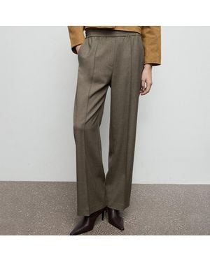 Mango Wide Leg Trousers With Elastic Waist - Grey
