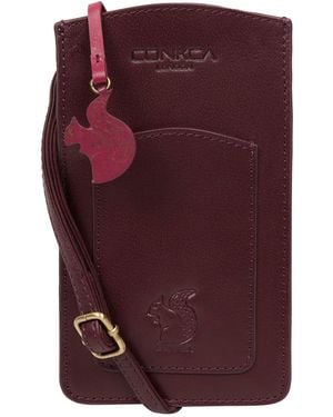 Conkca 'Siren' Plum Leather Cross Body Phone Bag - Purple