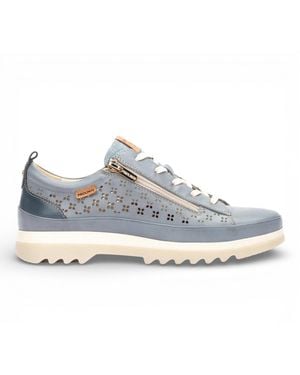 Pikolinos Denim Leather Lace Up Zip Trainer Trainer Shoes - Blue