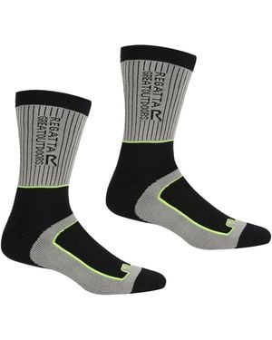 Regatta Socks Samaris 2 Season Coolmax Dark Steel/Electric Lime - Black