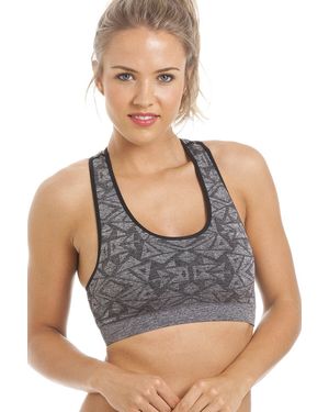 CAMILLE Non Wired Seamfree Aztec Print Sports Bra - Grey