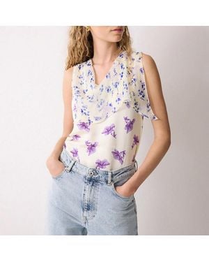 Jigsaw Lily Silk Trim Drape Top - Blue