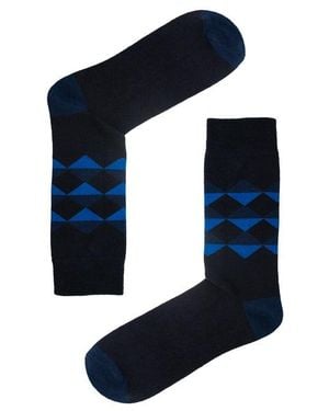 Jemsox Diamond Pattern Comfort Top Cotton Socks - Blue