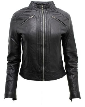 Infinity Leather Leather Biker Jacket-Konya - Black