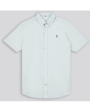 U.S. POLO ASSN. U. Polo Assn. Pale Oxford Short Sleeve Cotton Shirt - Blue