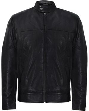 Infinity Leather Retro Classic Suede Leather Harrington Biker Jacket - Black